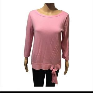 Talbots Shirt Three Quarter Sleeves Tie Pink Womrns Size Medium